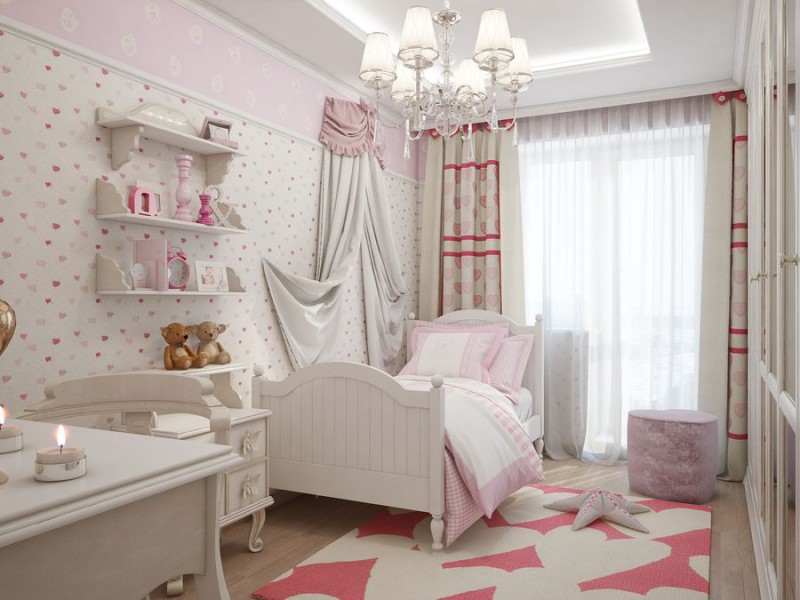 Интерьерный дизайн спальной комнаты для девочки